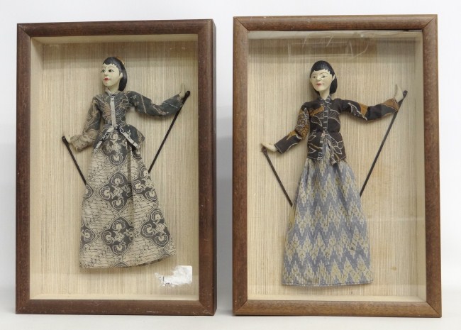 Lot two Indonesian puppets in shadowboxes  164556