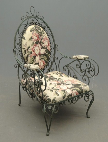 Decorative iron upholstered chair