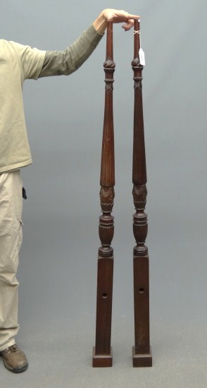 Pair 19th c carved bed posts  164564