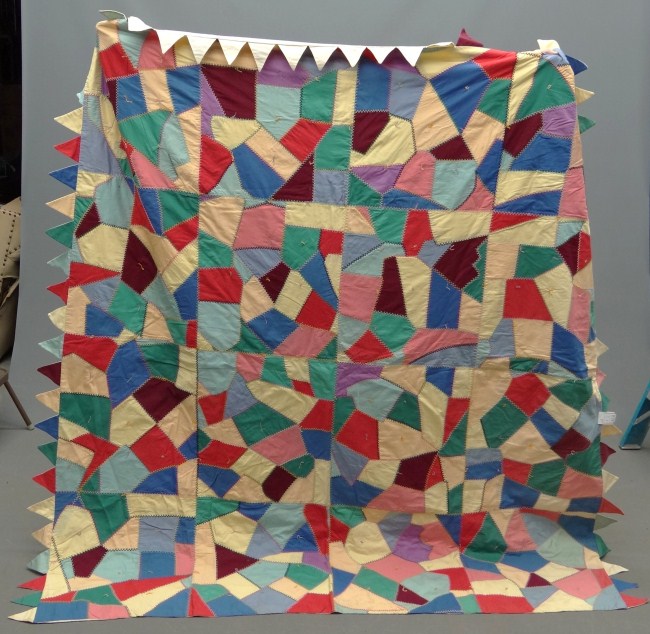 C. 1940s stain glass window quilt with