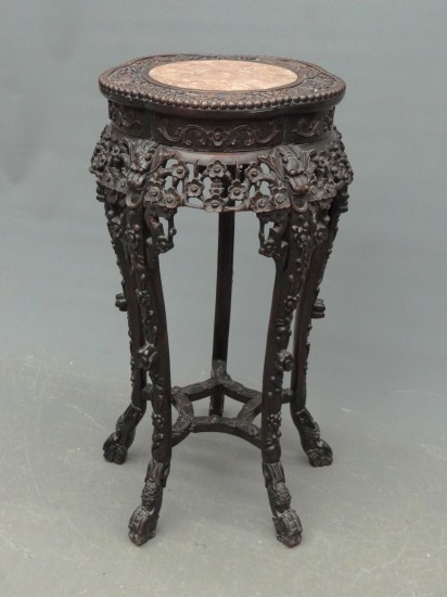 19th c Asian carved fern stand  164567