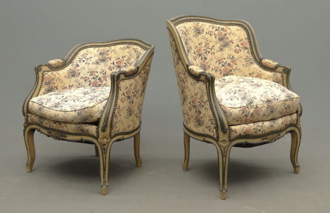Pair French upholstered chairs.