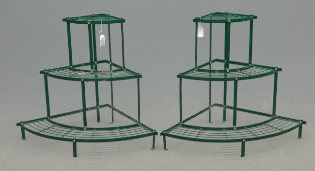 Lot two iron painted plant stands.