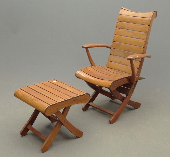 Slat chair with ottoman. Provenance