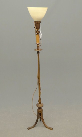Brass tri-leg floor lamp. 55''