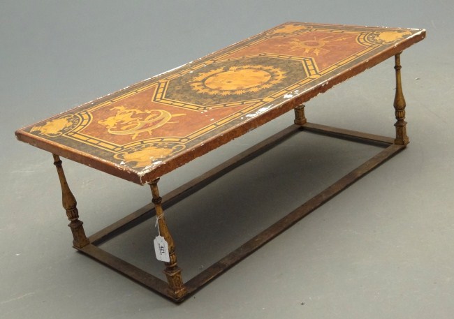 Iron base coffee table with decorative