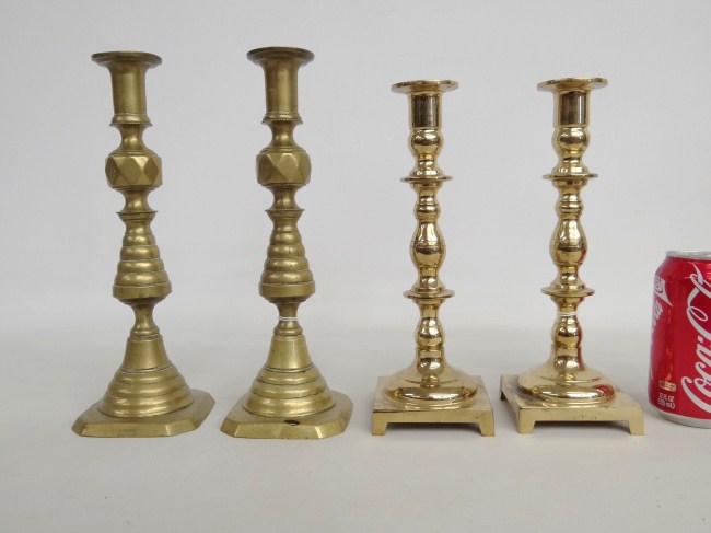 Lot two pair brass candlesticks 1645bf