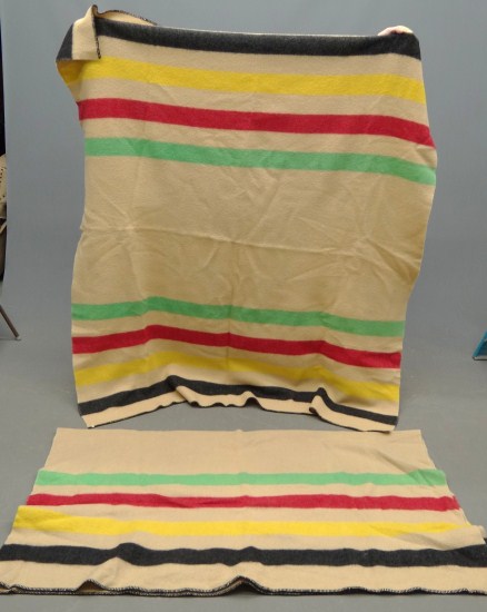 Pair vintage camp blankets labeled 1645b9