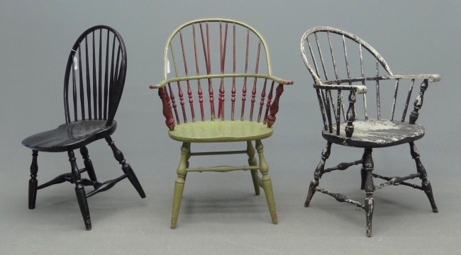 Lot three Windsor chairs one 19th