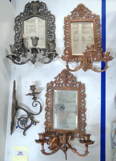 Lot four (including pair) misc. sconces.