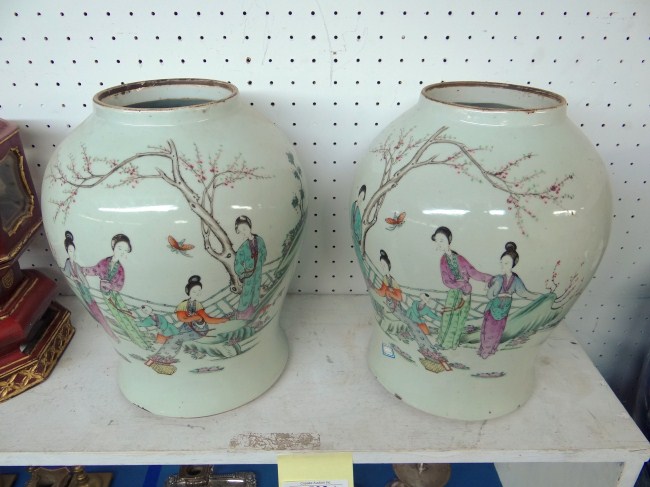 Pair Asian porcelain 13'' vases.