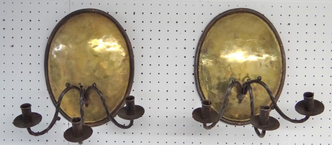 Pair early brass and iron oval 164606