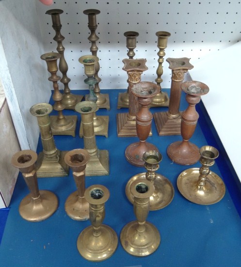Lot misc. early to late Brass candlestick
