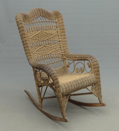 C 1900 s wicker rocking chair  164616