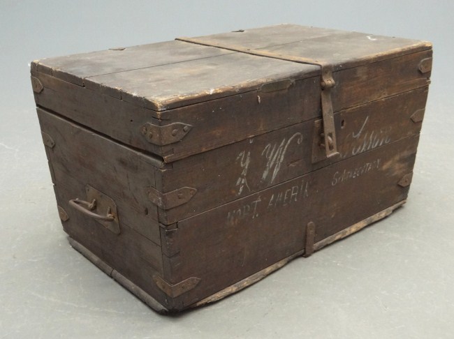 19th c seaman s trunk marked illegibly 164625