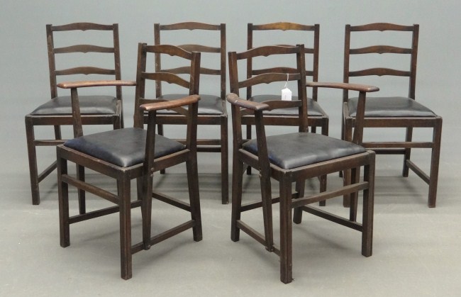 Set of six English ladderback chairs