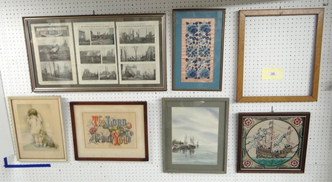 Artwork lot including frames prints