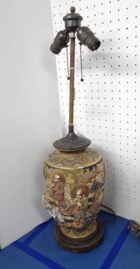 Asian Satsuma pottery lamp 12  164630