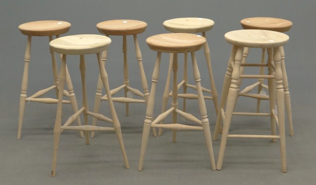 Lot seven stools. 30'' Ht. each.