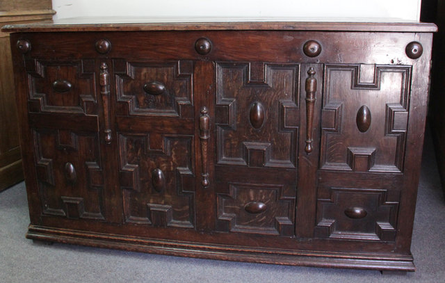 An oak chest with triple plank