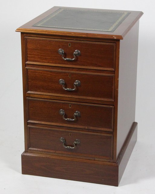 A reproduction mahogany two-drawer filing