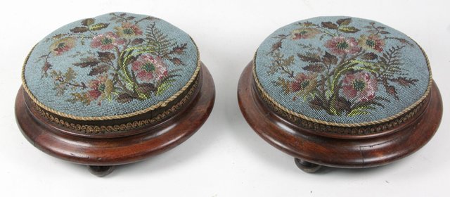 A pair of Victorian beadwork stools