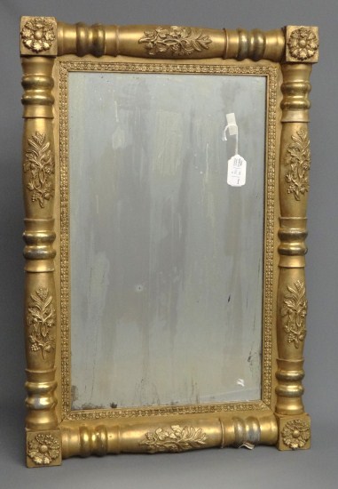 19th c. balister mirror. 26 x 38 3/4.
