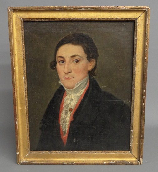 19th c. oil on canvas portrait of a