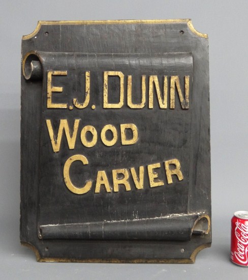 Early wooden sign E J Dunn Wood 162052
