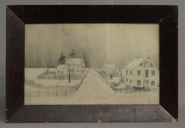 19th c. sandpaper drawing winter