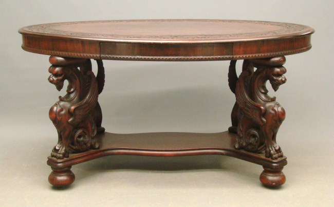 19th c Victorian oval carved top 162061