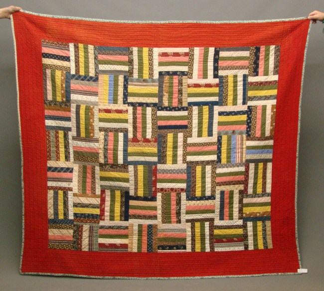 19th c. Penna. log cabin quilt. 70