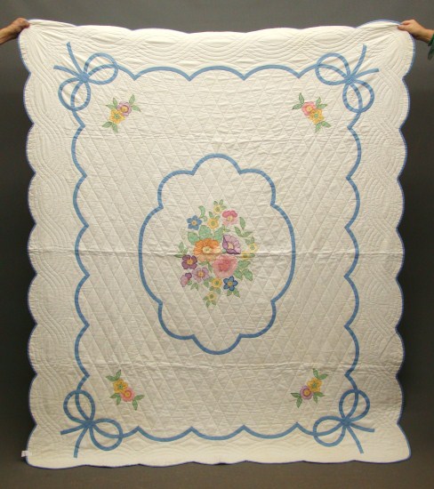 C. 1930's floral applique quilt.