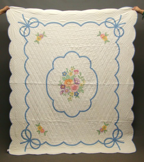 C. 1930s floral applique quilt. 70