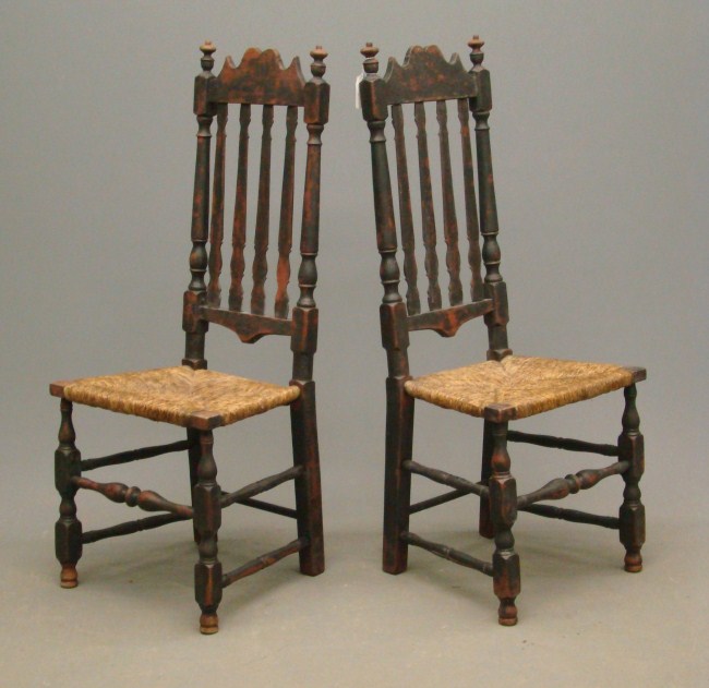 Pair 20th c. banister back painted chairs