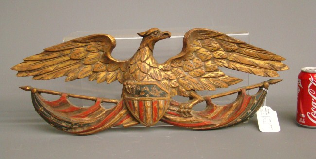 Carved and painted eagle and flag plaque.