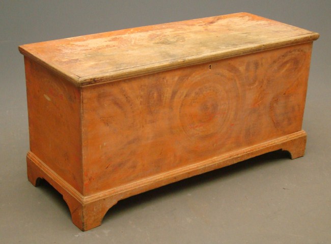 19th c. blanket box in salmon paint