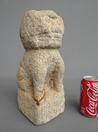 Early folk art stone carving cat.