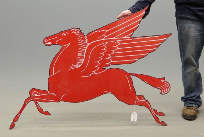 Early enamel Mobil Pegasus sign.