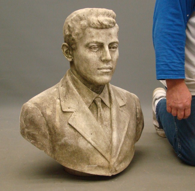 Marble bust of John F. Kennedy.