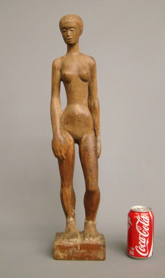 Folk art wooden carving woman. 24