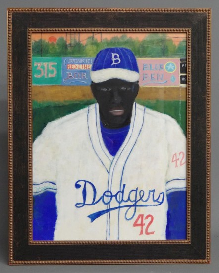 Painting of Jackie Robinson Dodgers 1620ed