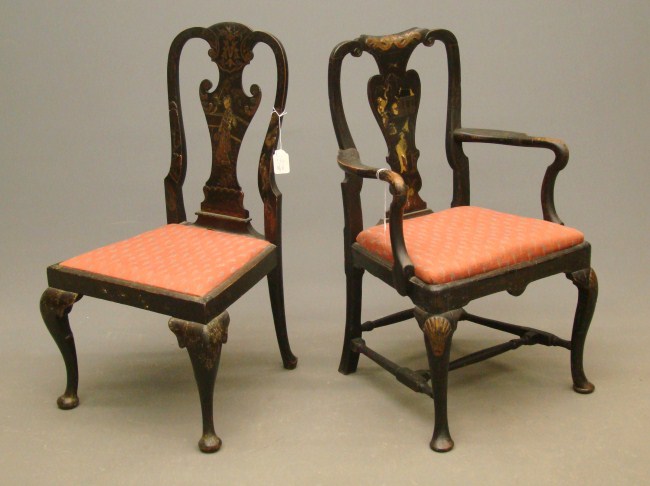 Pair decorative Chinoisserie chairs 16211a