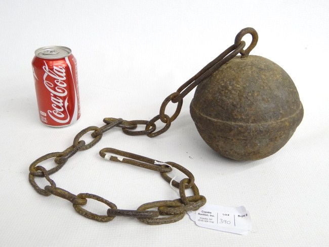 18th c. prisoner ball and chain. 45