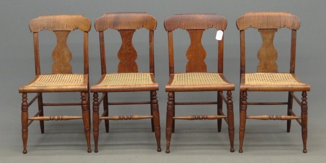 Set of 4 19th c cane seat tiger 162123