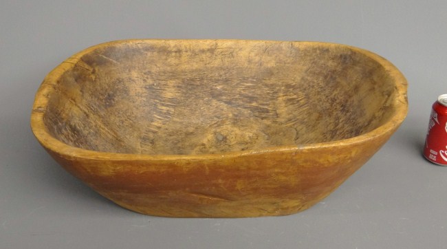 19th c. dugout wooden bowl in red wash.