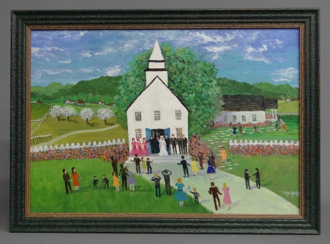 Painting oil on board country wedding