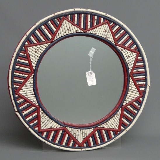 Early painted patriotic twig mirror  16213d