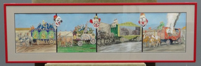 C. 1950's Painting watercolor circus