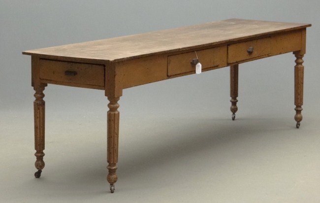 19th c 6 drawer farm table in 16215e